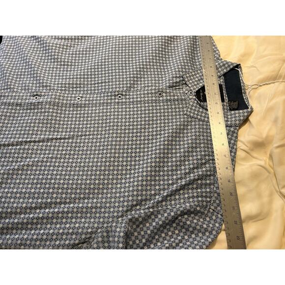 English‎ Laundry Men’s XL Stretch Shirt Blue Geometric Print Button Down - Picture 8 of 10